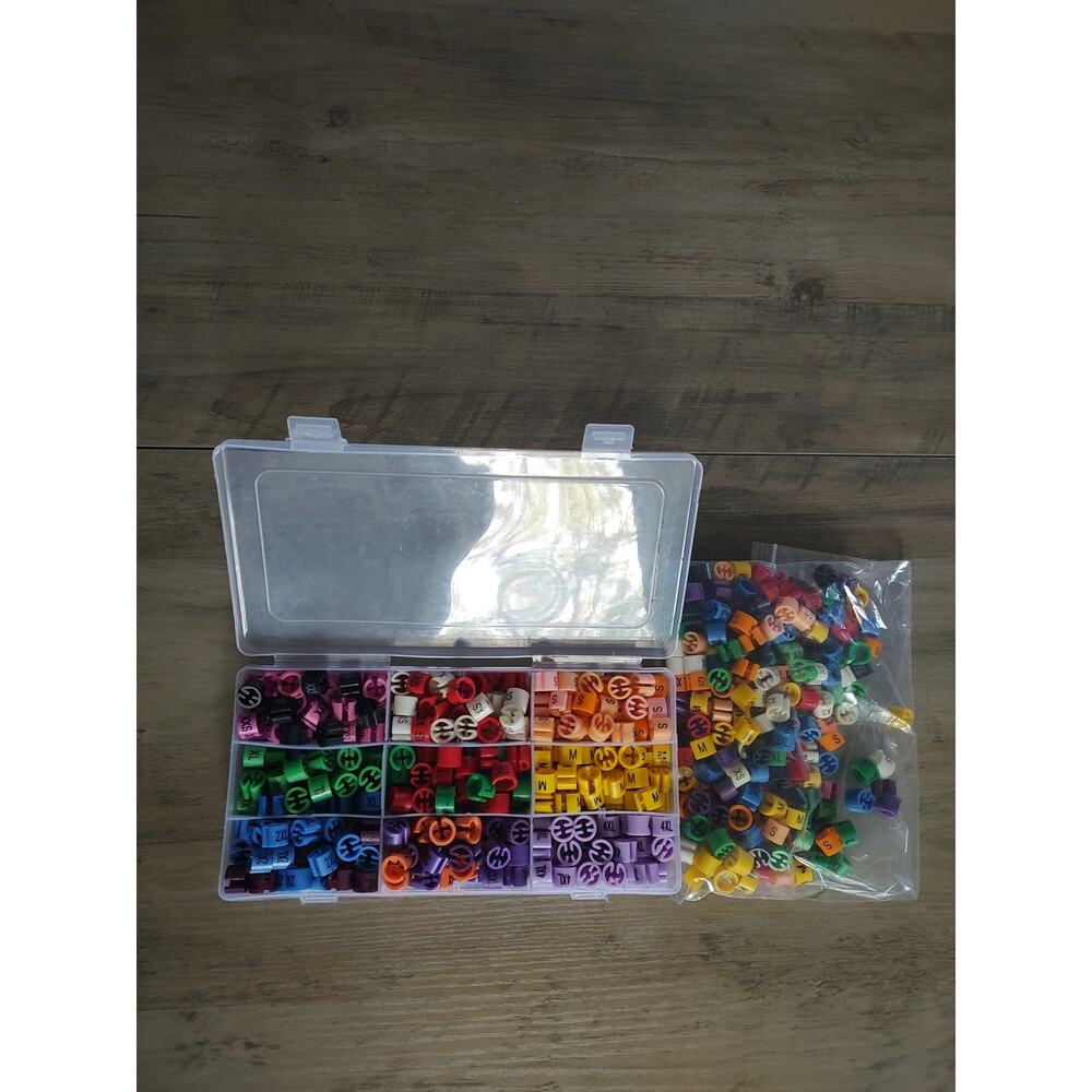 Clothes Hanger Size Tags Color Coded Markers XXS - 4XL Retail Store Yard Sale